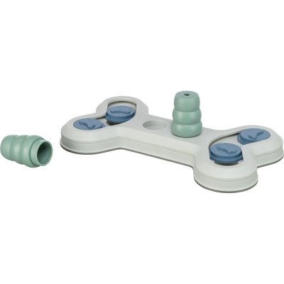 Zoom bild av Trixie Dog Activity Flip Bone, Nivå 1, 32×18 cm hundleksak hundspel aktiveringsleksak ny färg blå grön