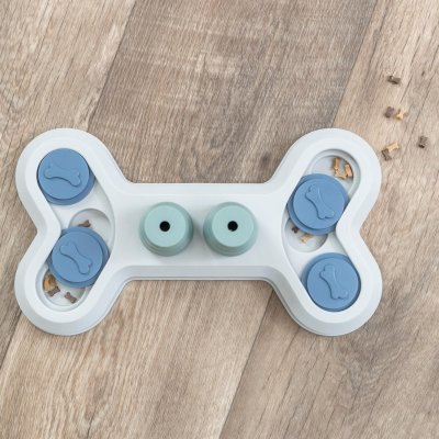 Zoom bild av Trixie Dog Activity Flip Bone, Nivå 1, 32×18 cm hundleksak hundspel aktiveringsleksak ny färg blå grön