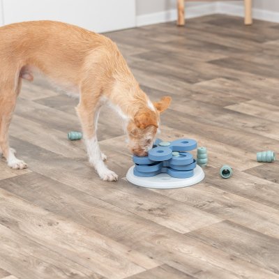 Zoom bild av Trixie Dog Activity Flower Tower, Nivå 3, ø 30×13 cm hundleksak hundpussel aktivitetsleksak aktivitetsspel hundspel blå grön
