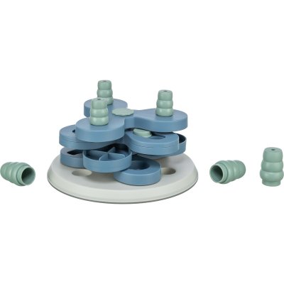 Zoom bild av Trixie Dog Activity Flower Tower, Nivå 3, ø 30×13 cm hundleksak hundpussel aktivitetsleksak aktivitetsspel hundspel blå grön