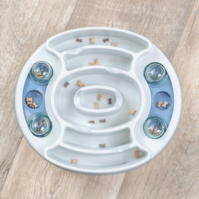 Zoom bild av Trixie Dog Activity Slide & Feed, Nivå 1, 30 × 27 cm hundspel hundpussel aktiveringsleksak hund ny färg blå turkosgrön