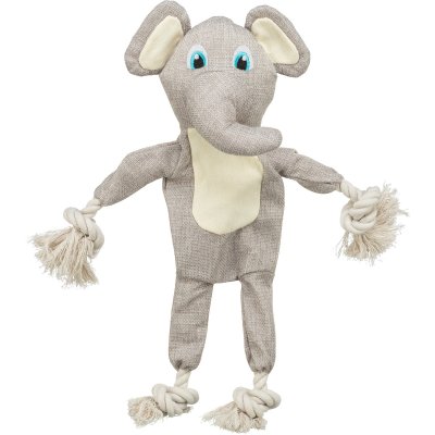 Zoom bild av trixie elefant med rep tyg 42 cm hundleksak tygleksak slitstark mjuk leksak till hund dragleksak för hundar beige grå