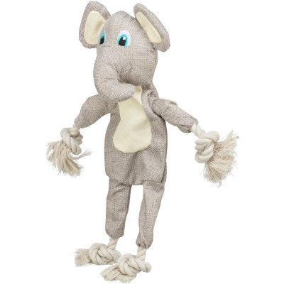 Zoom bild av trixie elefant med rep tyg 42 cm hundleksak tygleksak slitstark mjuk leksak till hund dragleksak för hundar beige grå