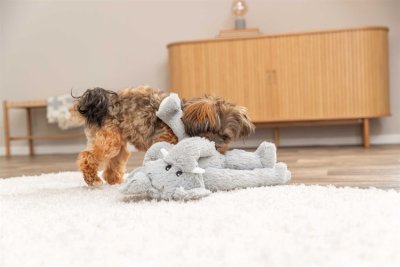 Zoom bild av hundleksak mjukdjur gosdjur elefant plysch polyester mjuk hund grå trixie 41 cm