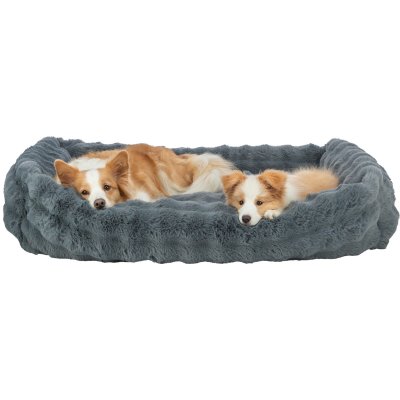Zoom bild av trixie elli hundbädd mörkgrå plysch polyester mjuk hundsäng avtagbart överdrag halkfri flera storlekar 60 cm 80 cm 100 cm 120 cm