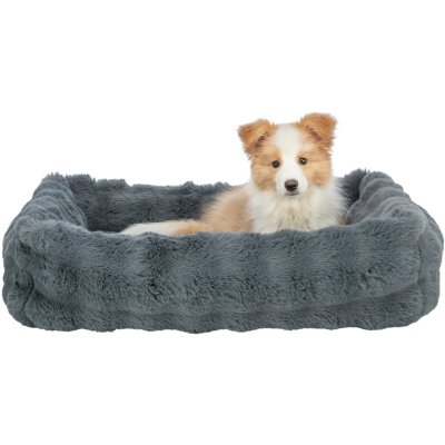 Zoom bild av trixie elli hundbädd mörkgrå plysch polyester mjuk hundsäng avtagbart överdrag halkfri flera storlekar 60 cm 80 cm 100 cm 120 cm