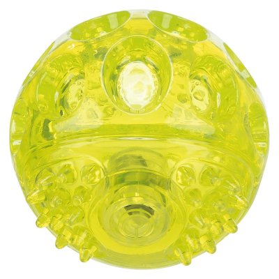 Zoom bild av Trixie Flashboll, TPR, flytande, 6 eller 7,5 cm rosa lila limegrön gul studsar blinkar hundleksak stor liten struktur gummi flyt