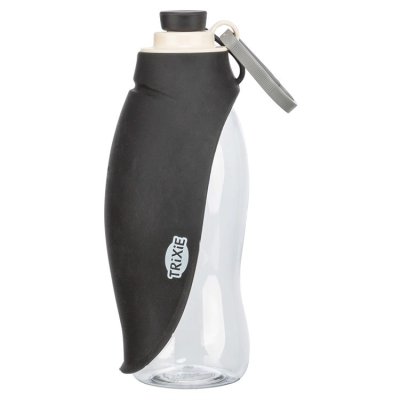 Zoom bild av vattenflaska reseflaska vattenskål resa hund hundflaska silikon plast blå svart 0,55 liter trixie