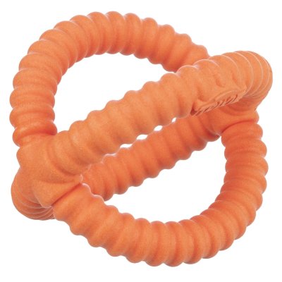 Zoom bild av hundleksak flytande leksak tpr skum gummi flyter på vattnet hav sjö lek hundlek 14 cm 17 cm orange neongul blandade färger trixi