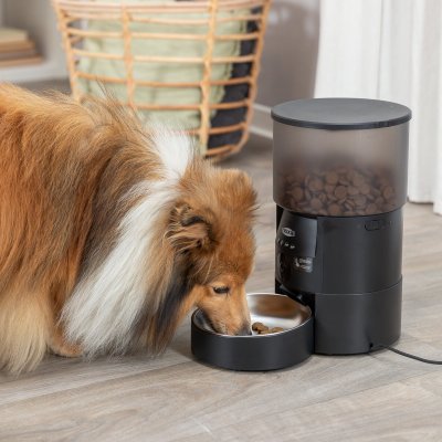 Zoom bild av foderautomat automatisk foderdispenser smart husdjursmatning timerstyrd foderstation hund katt app bekväm justerbar appstyrd tri