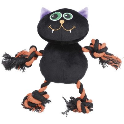 Halloweenfigur Katt plysch/rep 32 cm