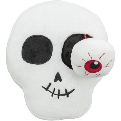 halloween hundleksak dödskalle mjukdjur läskig skelett hängande öga vit svart trixie plysch