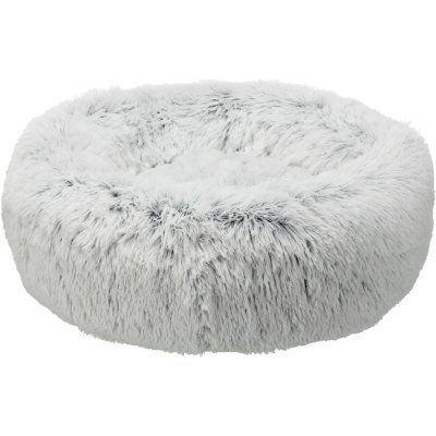 Zoom bild av harveybädd hundbädd kattbädd fluffbädd harvey bädd fluffig långhårig plysch fyllning dyna halkfri botten vit svart rosa trixie