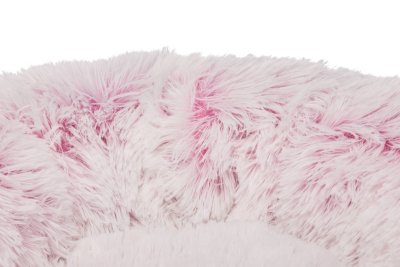 Zoom bild av harveybädd hundbädd kattbädd fluffbädd harvey bädd fluffig långhårig plysch fyllning dyna halkfri botten vit svart rosa trixie