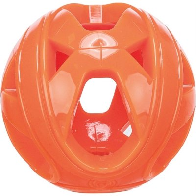 Zoom bild av hundleksak boll hundboll luftboll med lufthål honeycomb fri andning ljudlös orange 6 cm trixie