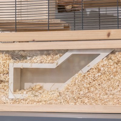 Zoom bild av trixie Insynsbox med tunnel, 36 × 17 cm smådjur observationsbox för gnagare smådjurstillbehör med insyn träbox med tunnel för bu