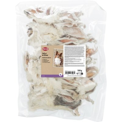 Zoom bild av Trixie Kaninöron med päls, 100 g 500 g naturtugg naturligt rabbit ears hundgodis tugg hundsnacks hundtugg kanin