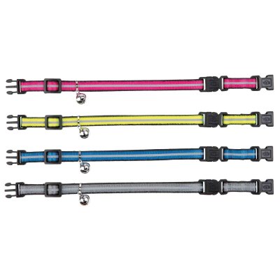 Zoom bild av Katthalsband reflexband, dubbelspänne, bjällra, blandade färger