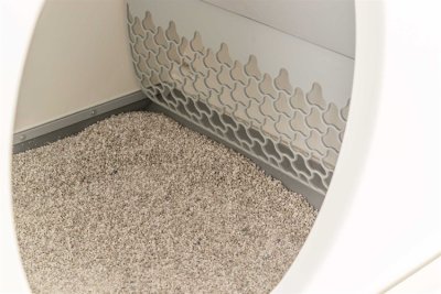 Zoom bild av kattlåda självrengörande robot kattoalett smart kattlåderobot trumma eldriven trixie