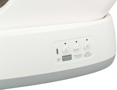 Zoom bild av kattlåda självrengörande robot kattoalett smart kattlåderobot trumma eldriven trixie