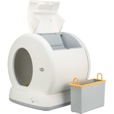 Zoom bild av kattlåda självrengörande robot kattoalett smart kattlåderobot trumma eldriven trixie
