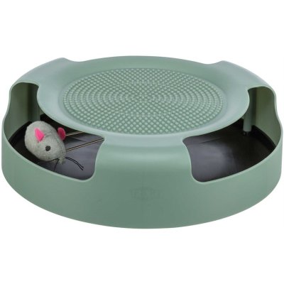 Zoom bild av kattleksak jaga mus fånga bana turkos rosa plast trixie catch the mouse 25 cm