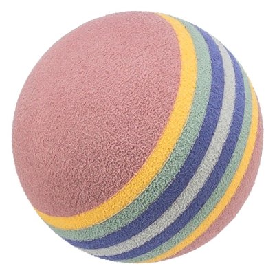 Zoom bild av kattleksak boll kattboll flerpack regnbåge färgglada skumbollar rosa trixie