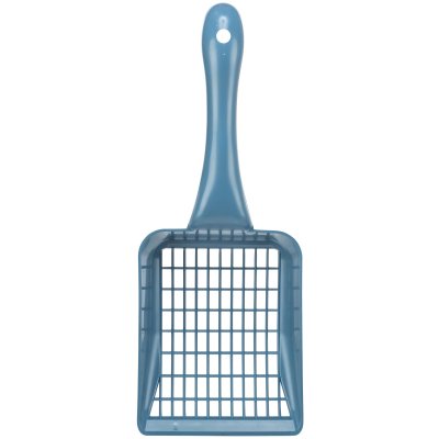 Zoom bild av kattspade kattskopa kattsandspade kattsandskopa rensa kattlåda kattoalett kattsand blå grå grön plast trixie xl