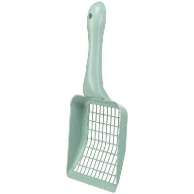 Zoom bild av kattspade kattskopa kattsandspade kattsandskopa rensa kattlåda kattoalett kattsand blå grå grön plast trixie xl