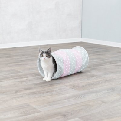 Zoom bild av kattunnel aktiva katter interaktiv leksak kattleksak hopfällbar lekplats inomhuskatter rolig tunnel kattentertainment säker leks