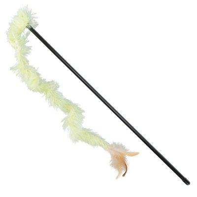 Zoom bild av kattvippa kattspö kattleksak leksak katt jakt plyschsvans plysch fjäder blandade färger trixie