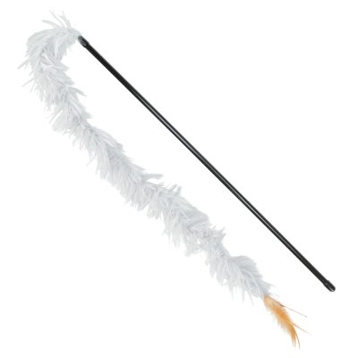 Zoom bild av kattvippa kattspö kattleksak leksak katt jakt plyschsvans plysch fjäder blandade färger trixie