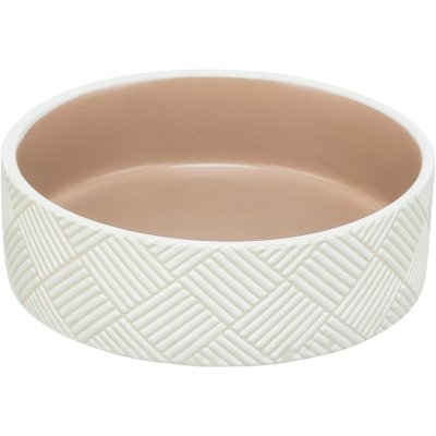 Zoom bild av Trixie Keramisk skål med mönster, vit beige relief tre storlekar hundskål kattskål matskål vattenskål keramikskål