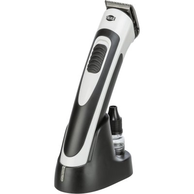 Zoom bild av sladdlös klippmaskin hundklippmaskin tystgående trimmer pälsskötsel hemma ergonomisk hundtrimmer