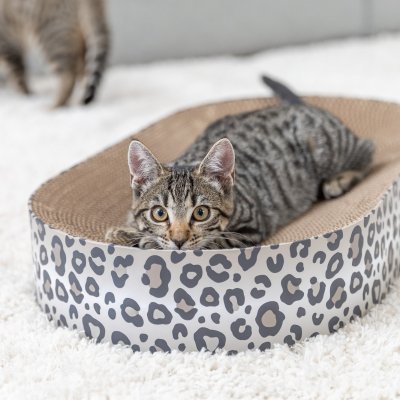 Zoom bild av Trixie Klösbädd Leo, 63 × 10 × 35 cm, creme klös kattklös leksak katt leopardmönster beige brun wellpapp
