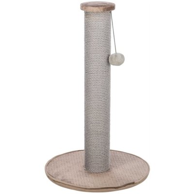 Zoom bild av klöspelare klösmöbel kattklös klöspinne klösbräda grå beige taupe trixie boll jute plysch