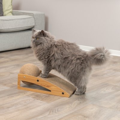 Zoom bild av klösbräda klös klösmöbel ramp klösramp kattleksak kattklös boll jute papp mdf trä trixie