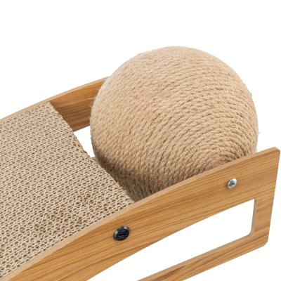 Zoom bild av klösbräda klös klösmöbel ramp klösramp kattleksak kattklös boll jute papp mdf trä trixie