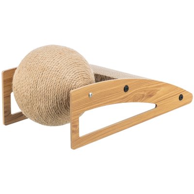 Zoom bild av klösbräda klös klösmöbel ramp klösramp kattleksak kattklös boll jute papp mdf trä trixie