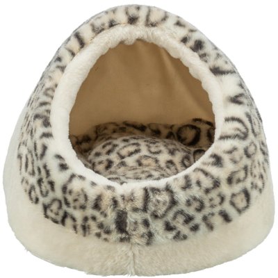 Zoom bild av Trixie Leo igloo, 35 × 26 × 41 cm, creme kattbädd liten hund katt beige leopard plysch