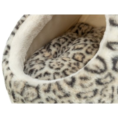 Zoom bild av Trixie Leo igloo, 35 × 26 × 41 cm, creme kattbädd liten hund katt beige leopard plysch