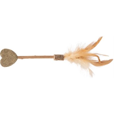 Zoom bild av kattmynta kattleksak fjädrar matatabi klubba tandvårdande naturlig trä tandhygien katt trixie