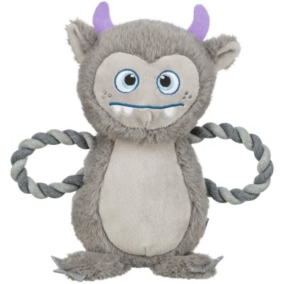 hundleksak monster grå mjuk plysch återvunnen polyester gosdjur mjukleksak utan pip tyst trixie