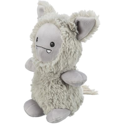 Zoom bild av hundleksak tyg plysch gosedjur monster grå trixie