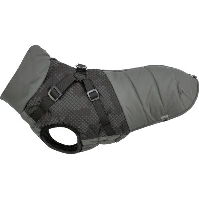 Zoom bild av hundtäcke fodrat vadderat reflextäcke reflex helreflex täcke med sele inbyggd sele reflex grå trixie pontis småhundar mellanstor