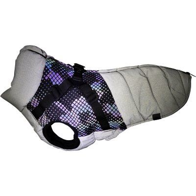 Zoom bild av hundtäcke fodrat vadderat reflextäcke reflex helreflex täcke med sele inbyggd sele reflex grå trixie pontis småhundar mellanstor