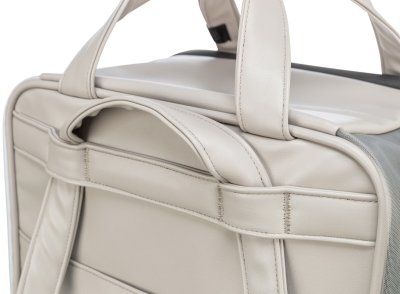 Zoom bild av ryggsäck transportväska hundryggsäck kattryggsäck transportryggsäck grå hund katt ljusgrå beige vattenavvisande trixie