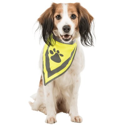 Zoom bild av säkerhetsscarf reflexscarf bandana reflex säkerhet tass gul neongul polyester trixie triangel