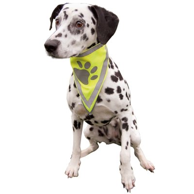 Zoom bild av säkerhetsscarf reflexscarf bandana reflex säkerhet tass gul neongul polyester trixie triangel