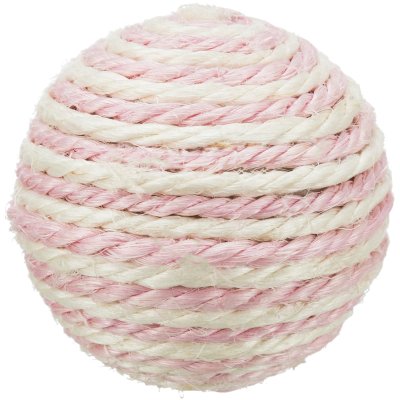 Zoom bild av sisalboll kattleksak sisal klösboll bra för klor 6 cm blandade färger trixie beige vit grå rosa blå